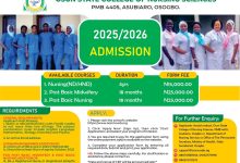 School of nursing osogbo 2025 form